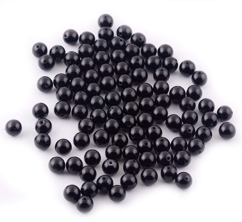 Cmidy Natural Stone Beads 100pcs 10mm Black Obsidian Round Genuine Real Stone Beading Loose Gemstone Hole Size 1mm DIY Charm Smooth Beads for Bracelet Necklae Earrings Jewelry Making (Black Obsidian, 10mm) - Image 2